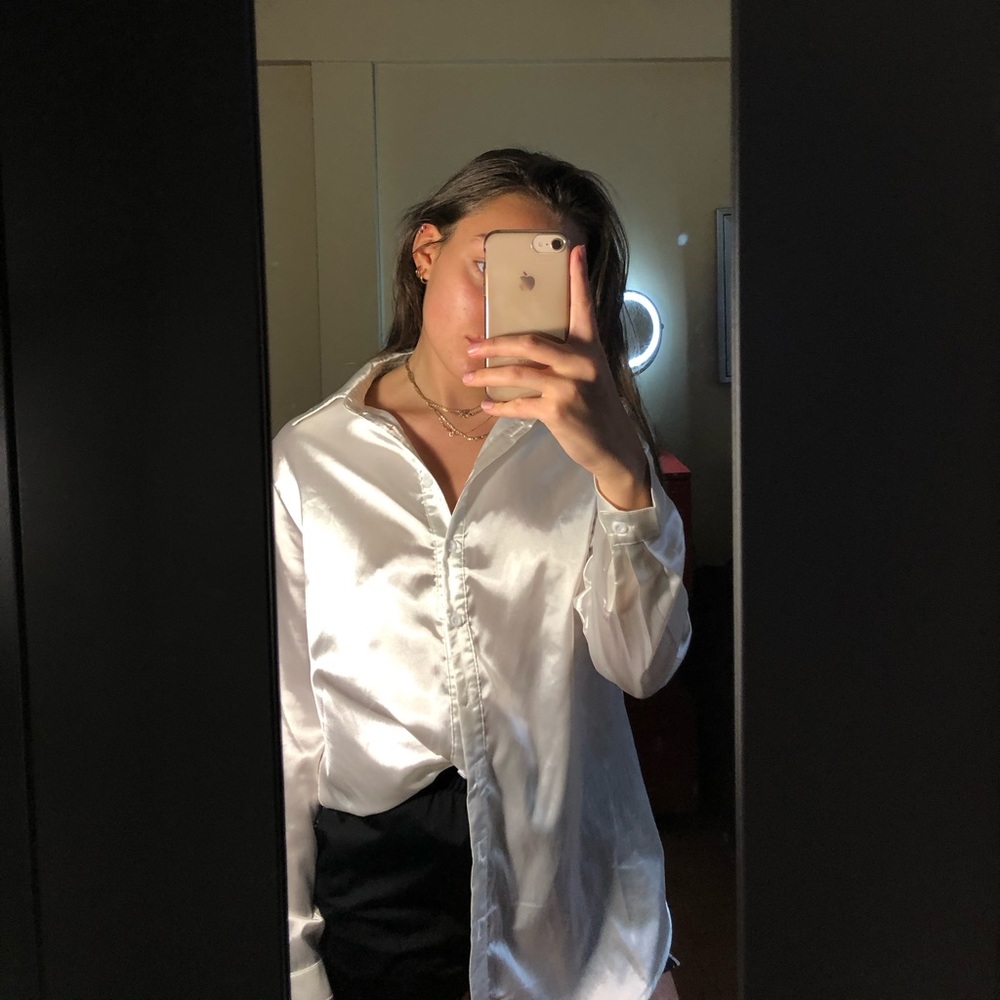 White Satin Shirt pretty little thing